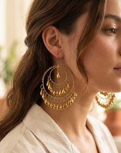 Boho Hoop Earrings with Dangle Charms
