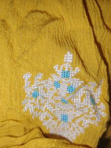 Yellow Off-Shoulder Embroidered Top
