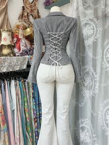 black white Striped Corset shirt