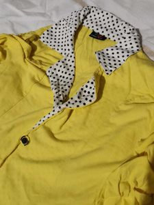 Yellow Polka Dot Collar Blazer top