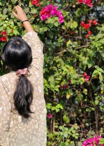 Chic Floral Print Kurta with Mirror Work
