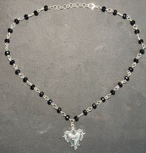 Gothic Heart Beaded Necklace