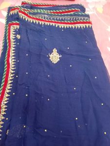 Royal Blue Embroidered Saree