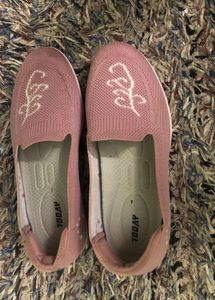 Comfortable Pink Knit Loafers