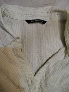 Light Green Textured Button-Up Top