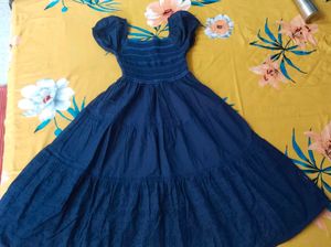 Navy Blue Tiered Midi Dress