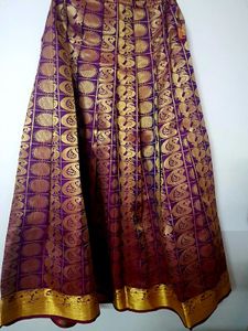 Purple &amp; Gold Silk Brocade Skirt