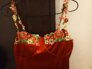 Red Satin Trim Dress