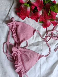 Pink Ruffled Bikini Top