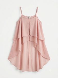 Stylish Dusty Pink Layered High-Low Top