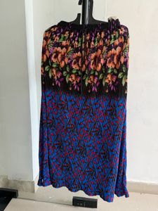 Boho Floral Pleated Maxi Skirt