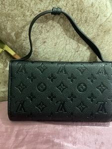 Black LV Embossed Crossbody Bag
