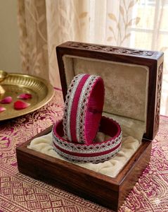 Beautiful Pink &amp; Silver Bangles