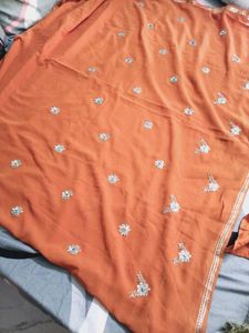 Orange Embroidered Saree