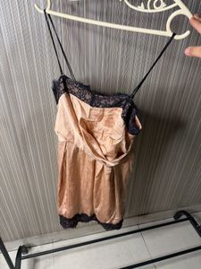 Satin Lace Trim Slip Dress