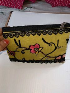 Embroidered Floral pouch