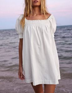 White Boho Eyelet Lace Tunic Top