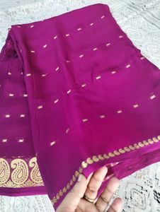 Magenta Saree with Gold Detail