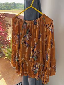 Boho Floral Print Tunic Top