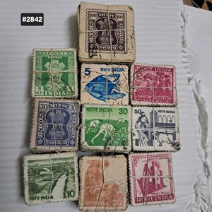 10 Vintage India Postage Stamps bundlr