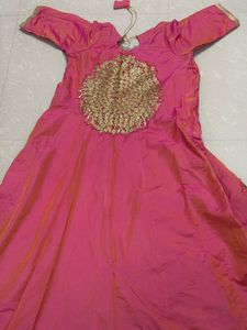 Radiant Pink &amp; Gold Embroidered Festive Anarkali G