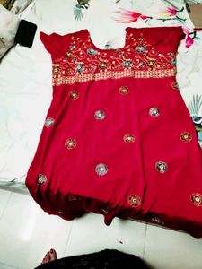Embroidered Red Kurta