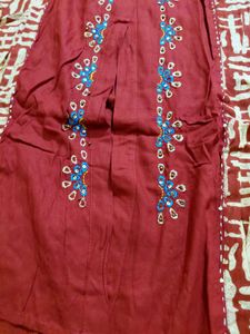 Maroon Printed Kurta