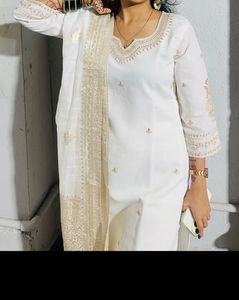 Elegant Cream Embroidered Kurta Set