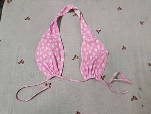 Pink Floral Bikini Top