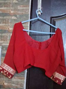 Red Floral Print Saree with Embellished Border