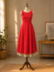Elegant Red bow Midi Dress