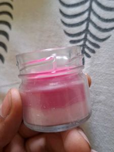 Pink Scented Candle in Glass Jar