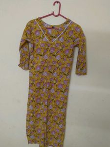 Yellow Floral Print Kurti