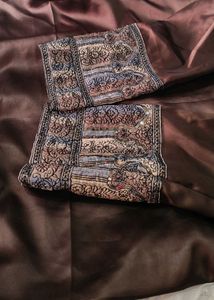 Designer Silk Blouse with Embellished Sleeves