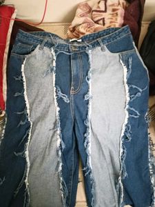 Distressed Patchwork Denim Jeans