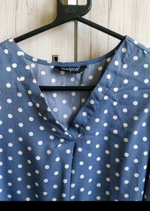 Blue Polka Dot V-Neck top
