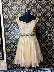 Sparkling Gold Lace Party Dress