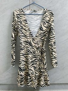 H&M tiger print wrap around dress