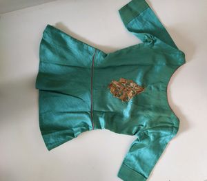 Peplum Sea Green Blouse With Backside Khatliwork P