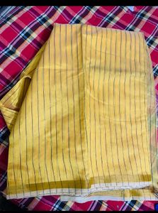 Elegant Yellow Striped Saree