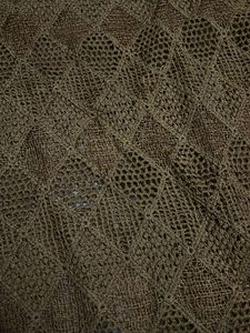 Brown Crochet Net Top and white crop to