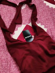 Burgundy Halter Neck Top