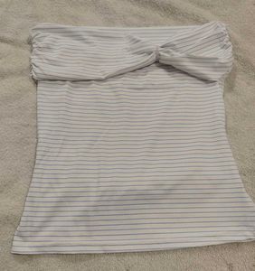 Blue Striped Off-Shoulder Top