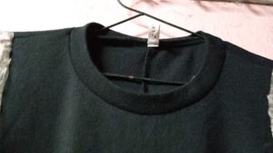 Black Woolen Dress w/ Sequin Sleeve