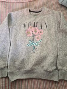Gray 'Woman' Floral Graphic Sweatshirt