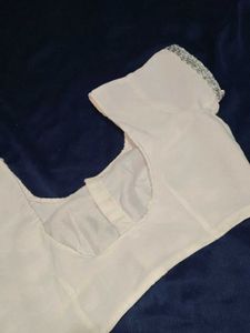 Elegant White Blouse with Silver Detail