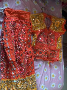 Embroidered Mirror Work Blouse &amp; Lehenga set