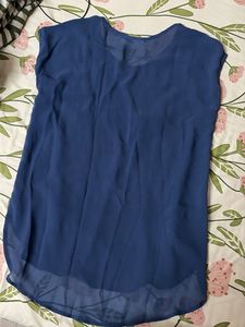 Blue Embellished Casual Top