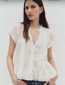 H&amp;M Chic White Puff-Sleeved Blouse(never worn)