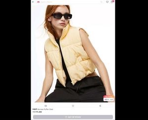 H&amp;M Sleeveless Cream Puffer Jacket
